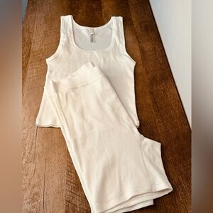 NWOT SKIMS Cotton Rib Tank & Boxer Set Size M. Ivory -Bone White.